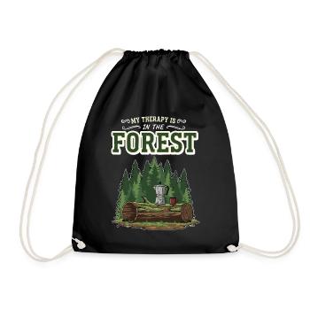 Camping Café Humor Meine Therapie ist im Wald - Turnbeutel - Schwarz - Vorne