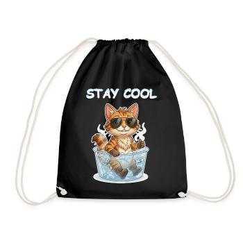 Eisbad Kätzchen Cool Bleiben - Drawstring Bag - black - Front