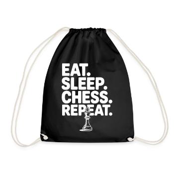 Eat. Sleep. Chess. Repeat. - Drawstring Bag - black - Front