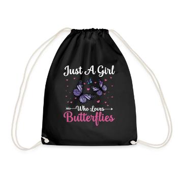 Fille qui aime les papillons - Sac de sport léger - noir - Devant