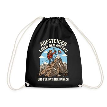 Bergsteiger gegen Abstieg Bier Danach - Turnbeutel - Schwarz - Vorne