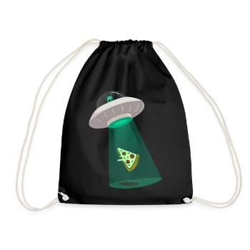 UFO Pizza Alien lustig Cartoon - Turnbeutel - Schwarz - Vorne