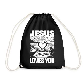Jesus Loves You Faith Design - Turnbeutel - Schwarz - Vorne