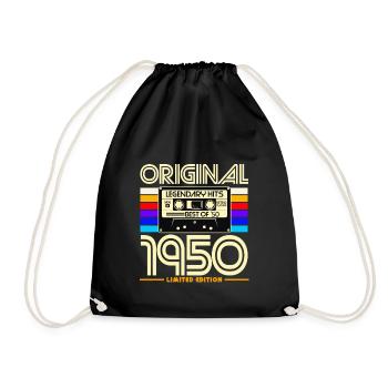 Originales Retro-Kassetten-T-Shirt der 1950er Jahre - Turnbeutel - Schwarz - Vorne
