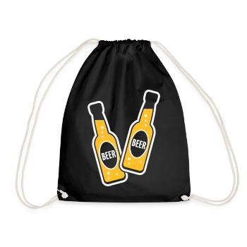 2 Toasting Beer Bottles (Beery / NEG 2C) - Drawstring Bag - black - Front