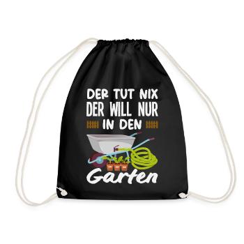 Will Nur In Den Garten - Turnbeutel - Schwarz - Vorne