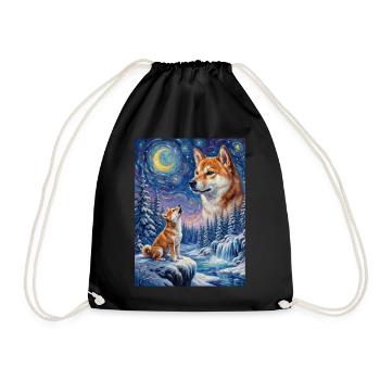 Hurler à la Lune Chien Mème Shiba Inu - Sac de sport léger - noir - Devant