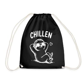 Chillen Faultier Cartoon mit Sonnenbrille - Turnbeutel - Schwarz - Vorne