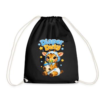 Bébé girafe de service couche - Sac de sport léger - noir - Devant