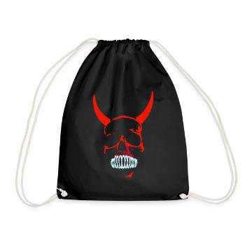 Néon du Crâne Démoniaque Rouge - Sac de sport léger - noir - Devant