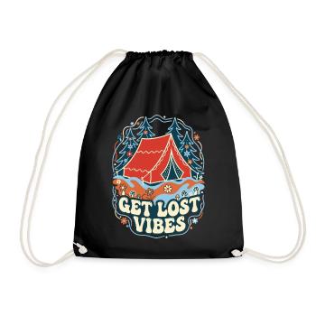 Get Lost Vibes Retro Camping - Turnbeutel - Schwarz - Vorne