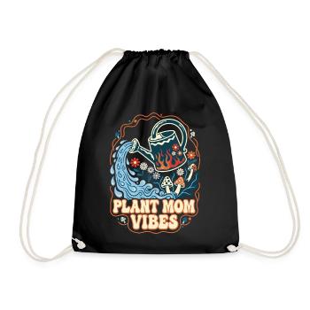 Plant Mom Vibes Retro Gartenmotiv - Turnbeutel - Schwarz - Vorne