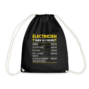 Électricien Cadeau Humour Tarifaire à l'Heure - Sac de sport léger - noir - Devant