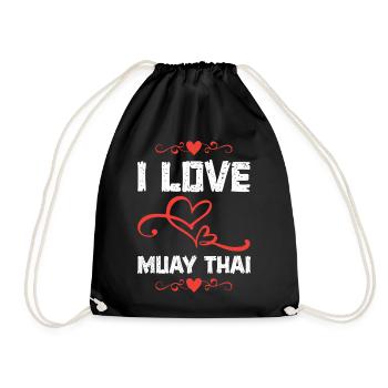 Ich liebe Muay Thai Herzdesign - Turnbeutel - Schwarz - Vorne