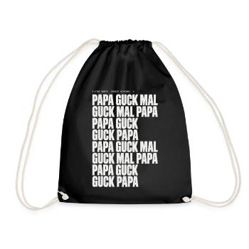 Papa Guck Mal Großbuchstaben Collage - Turnbeutel - Schwarz - Vorne