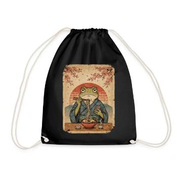 Frosch im Yukata-Ramen-Ukiyoe-Abend - Turnbeutel - Schwarz - Vorne