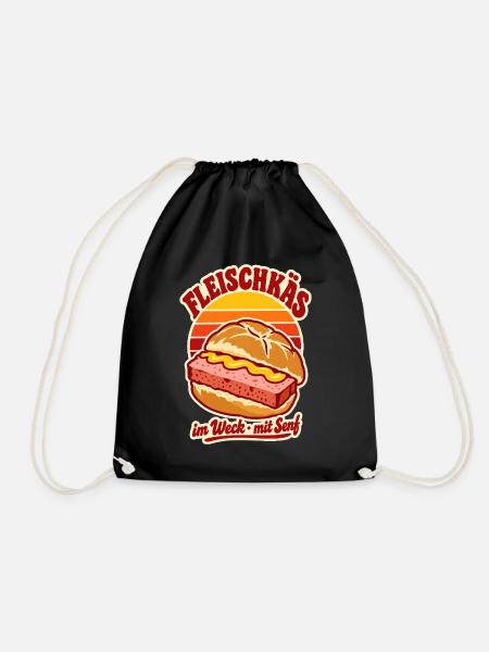 Fleischkäs im Weck Retro - Turnbeutel - Schwarz