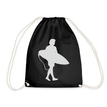 Surfer Silhouette am Surfbrett - Turnbeutel - Schwarz - Vorne