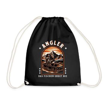 Fisch Angeln Angler Fischer Angel Haken Geschenk - Turnbeutel - Schwarz - Vorne