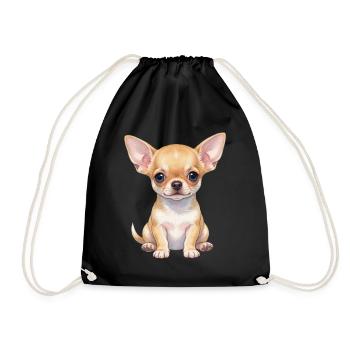 Chihuahua Welpe Hundebaby Geschenkidee - Turnbeutel - Schwarz - Vorne