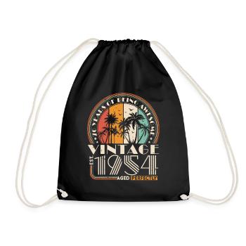 70th Birthday Gift Vintage Born 1954 - Drawstring Bag - black - Front