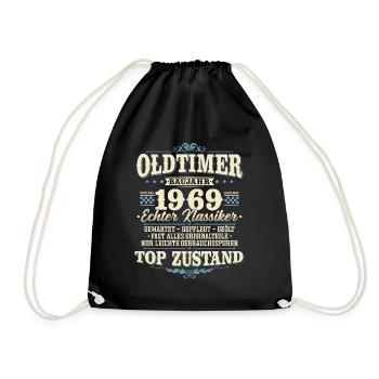 Oldtimer Baujahr 1969 Jahrgang geboren Geburtstag - Turnbeutel - Schwarz - Vorne