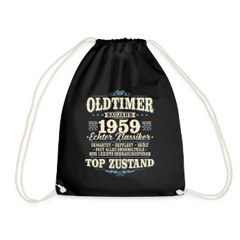 Oldtimer Baujahr 1959 Jahrgang geboren Geburtstag - Turnbeutel - Schwarz - Vorne