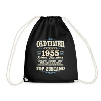 Oldtimer Baujahr 1955 Jahrgang geboren Geburtstag - Turnbeutel - Schwarz - Vorne