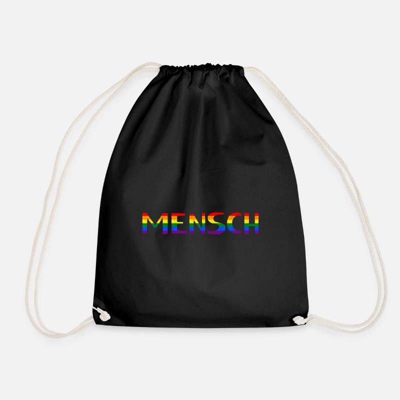 Mensch Regenbogenflagge - Turnbeutel - Schwarz