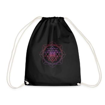 Sacred Geometry Sri Yantra Yoga Lotus Mandala Psy - Drawstring Bag - black - Front