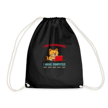 Programmer Developer Computer Scientist Geek - Drawstring Bag - black - Front