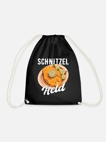 Schnitzel Held Fleisch Geschenk - Turnbeutel - Schwarz
