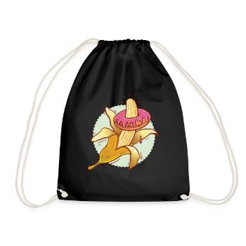 Banana in the donut - Drawstring Bag - black - Front