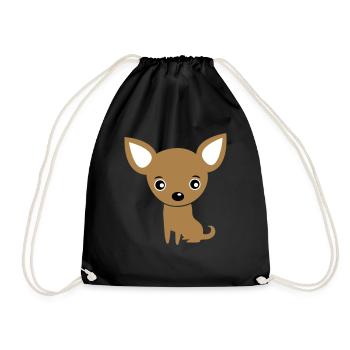 Lustiger niedlicher Baby Chihuahua / Hund - Turnbeutel - Schwarz - Vorne