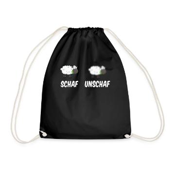 Schaf Unschaf Fotograf Wortwitz Geschenkidee - Turnbeutel - Schwarz - Vorne