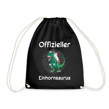 Schlaf Dino Einhorn Sprüche Geschenkidee - Turnbeutel - Schwarz - Vorne
