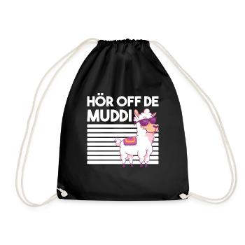 DDR Lama Alpaka Sprüche Geschenk - Turnbeutel - Schwarz - Vorne