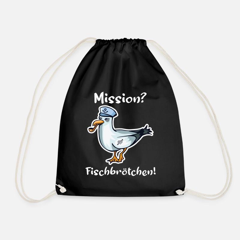 maritime Möwe norddeutsch Sprüche Geschenk - Turnbeutel - Schwarz