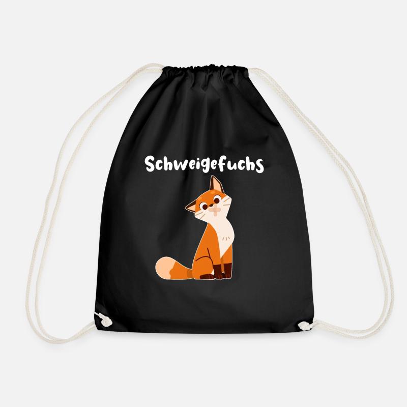Schweigefuchs Fuchs Schule Schüler Geschenkidee - Turnbeutel - Schwarz