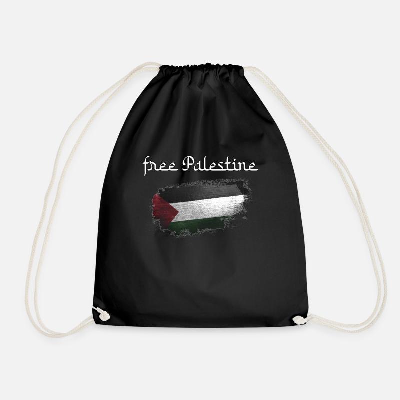 Palestine retro arabic flag gift idea - Drawstring Bag - black