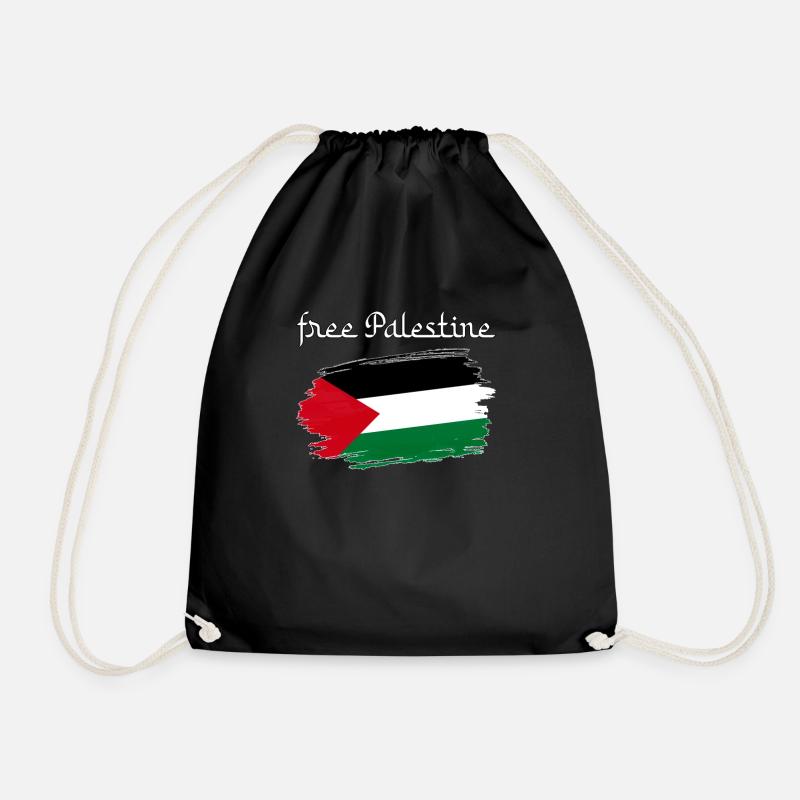 Palestine Arab Flag Freedom Gift - Drawstring Bag - black