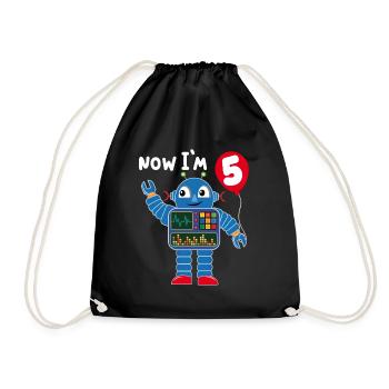 Robot 5ème anniversaire - Sac de sport léger - noir - Devant