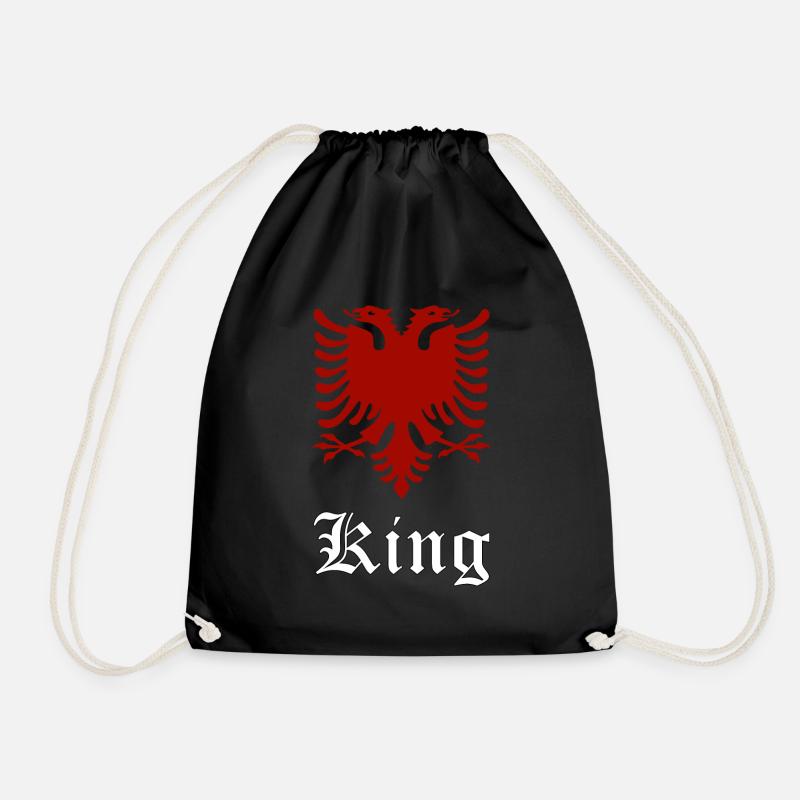 Albania Man Eagle Logo Gift - Drawstring Bag - black