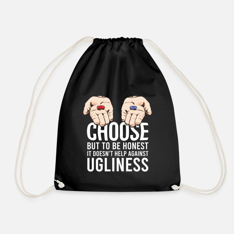 red pill blue pill saying gift - Drawstring Bag - black