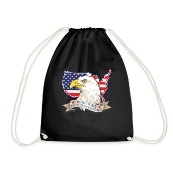 USA Patriot Flag Eagle Gift - Drawstring Bag - black - Front