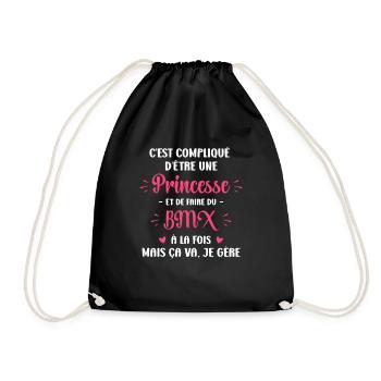 Compliqué princesse et faire du bmx - Sac de sport léger - noir - Devant