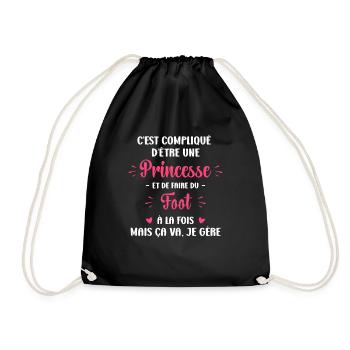 Compliqué princesse et faire du foot - Sac de sport léger - noir - Devant