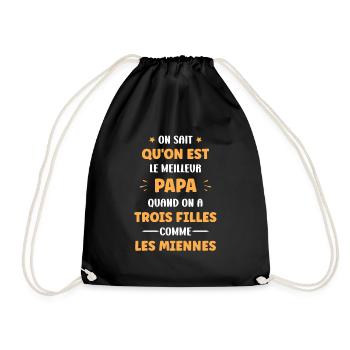 Père Meilleur Papa quand on a trois filles - Sac de sport léger - noir - Devant