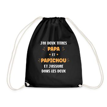 J'ai deux titres papa et papichou et j'assure - Sac de sport léger - noir - Devant