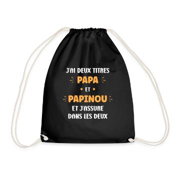 J'ai deux titres papa et papinou et j'assure - Sac de sport léger - noir - Devant